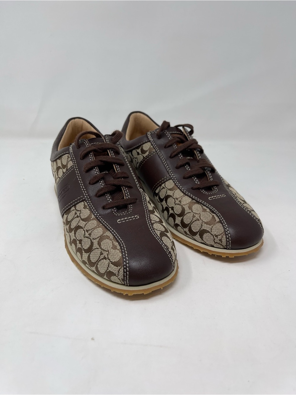 Coach Brown Logo-Trim Kids Sneakers